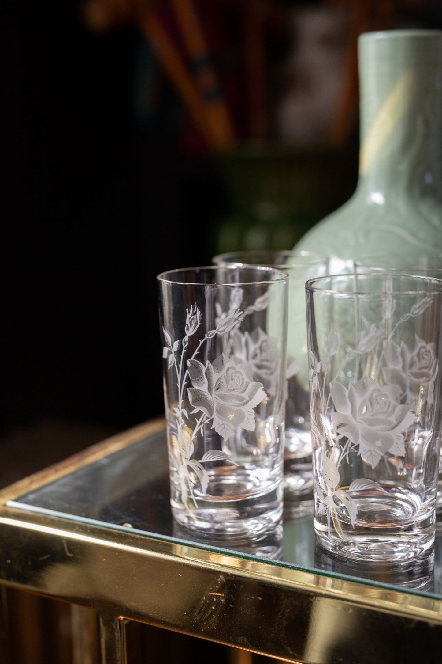 Etched Rose Glassware