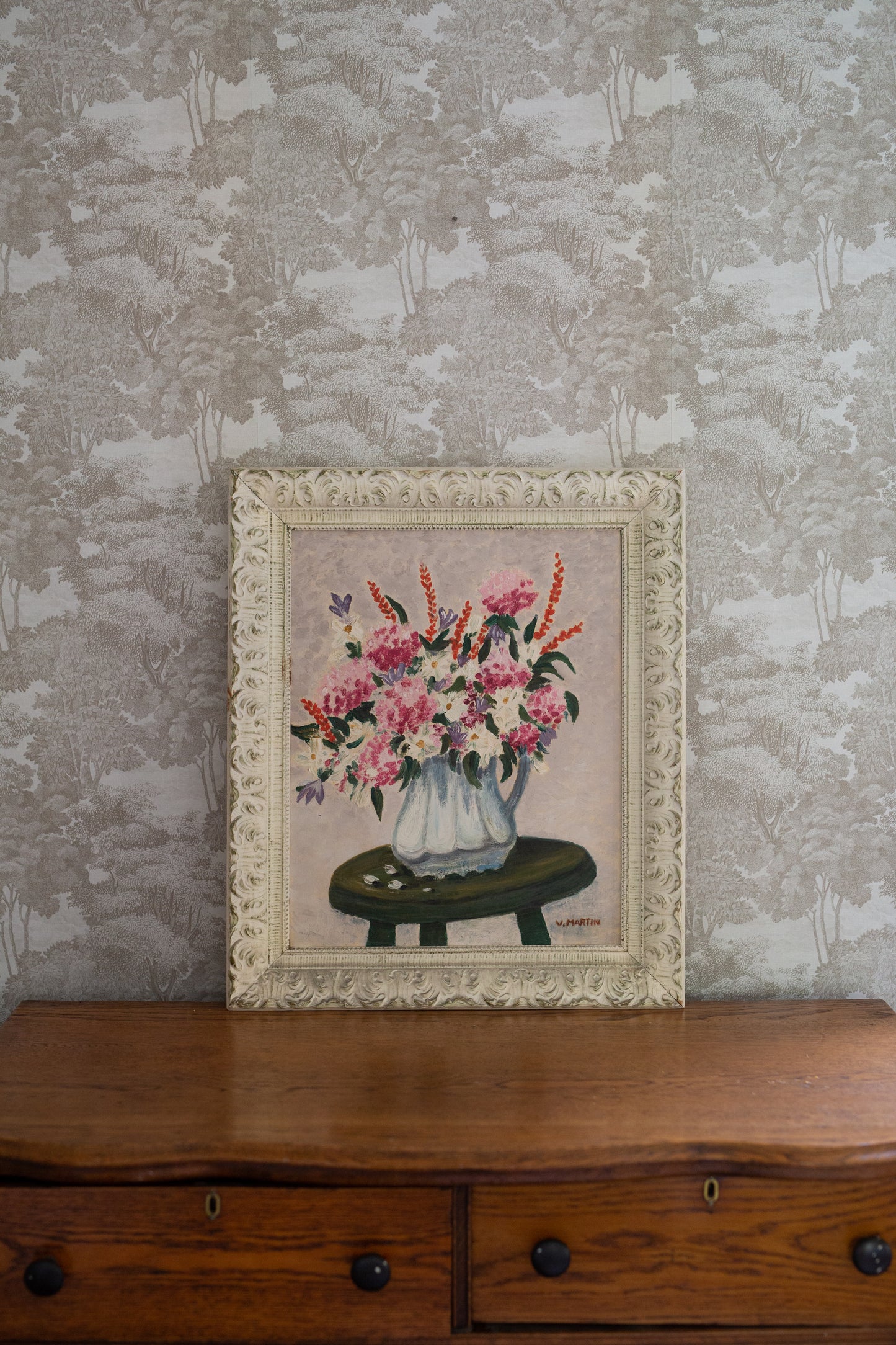 Framed Oil on Canvas Floral Art