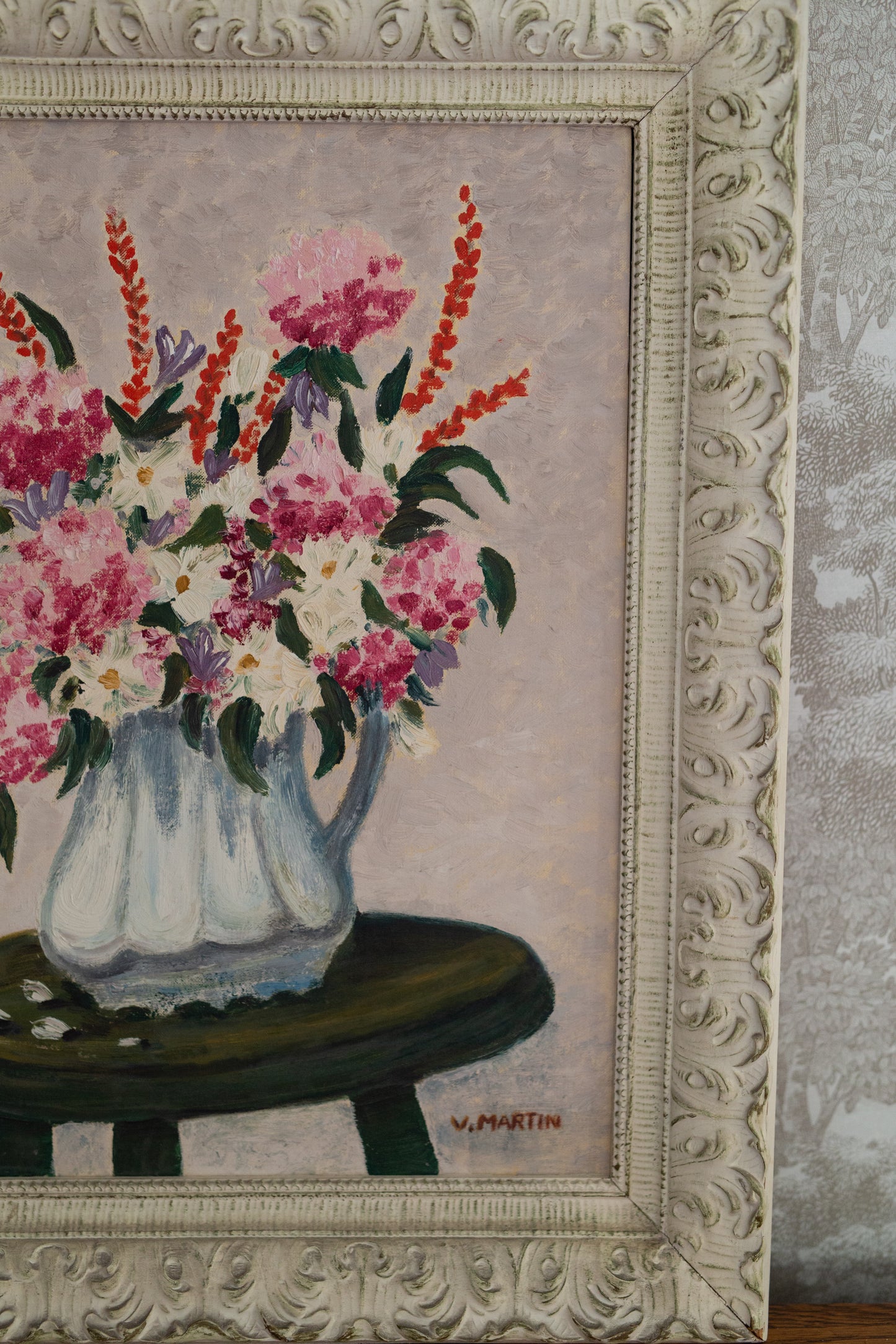 Framed Oil on Canvas Floral Art