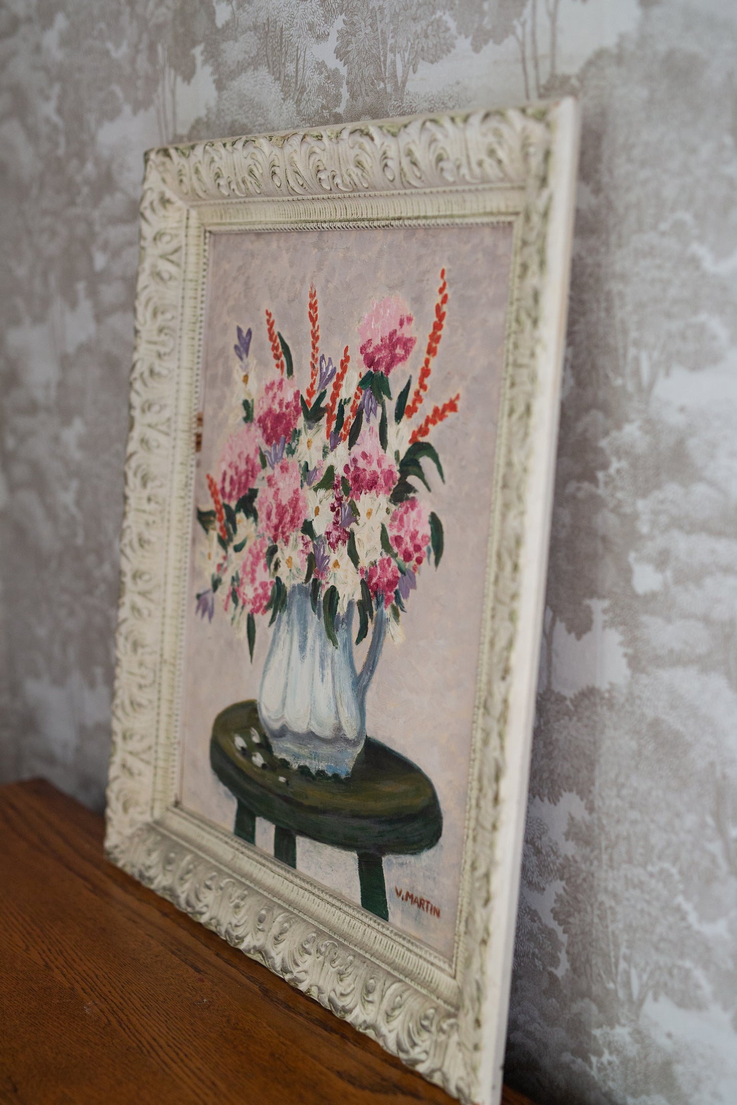 Framed Oil on Canvas Floral Art
