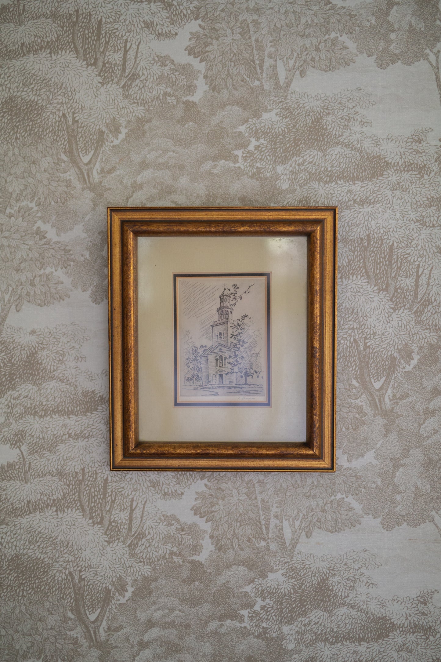 Church Etching, Signed