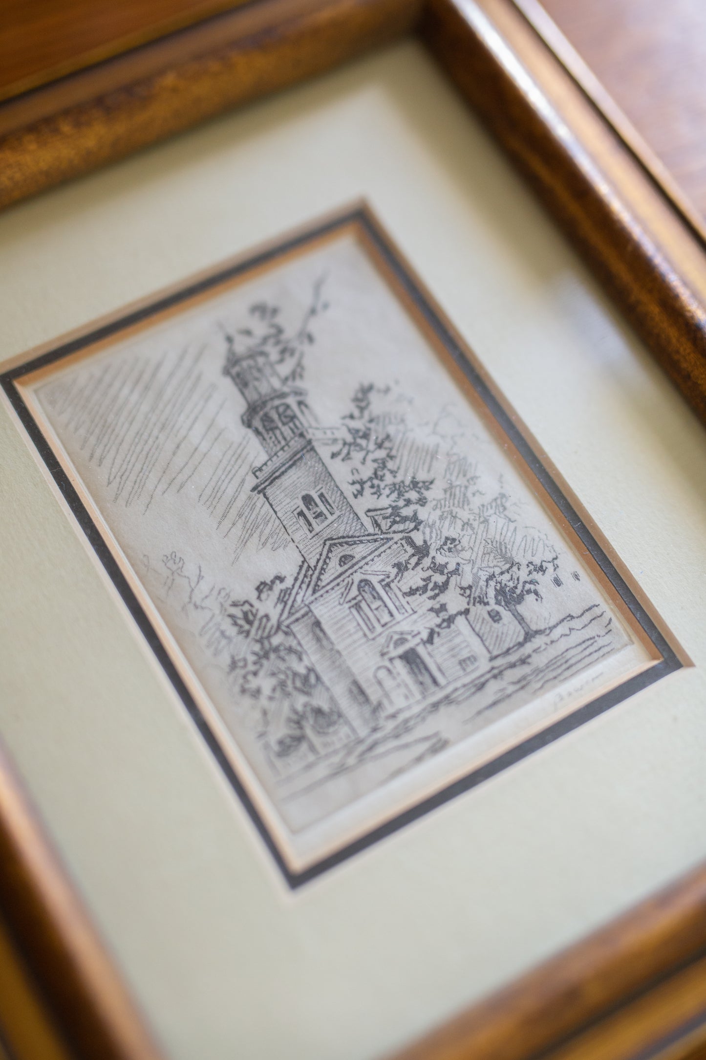 Church Etching, Signed