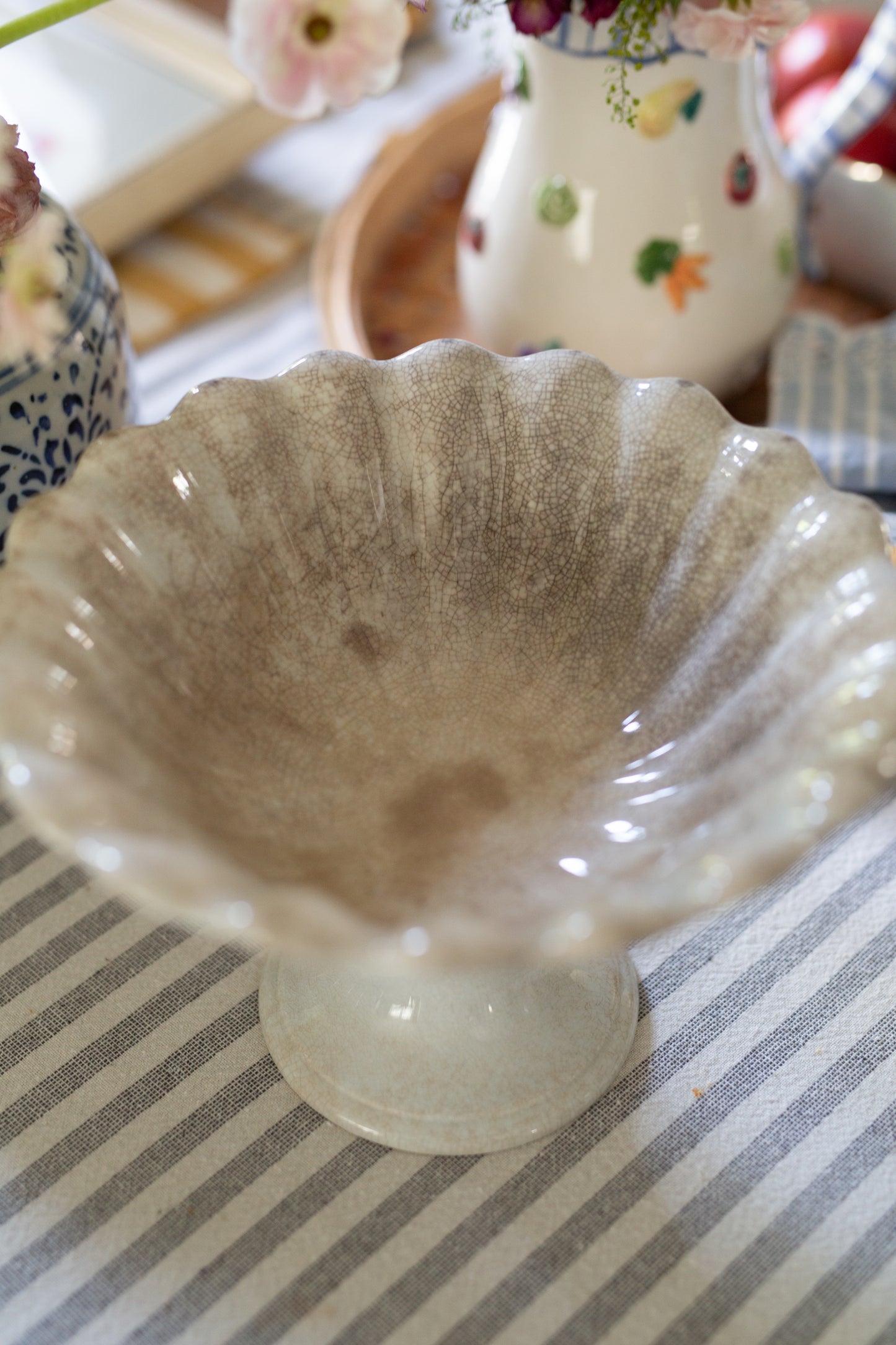 Antique Ironstone Fluted Compote