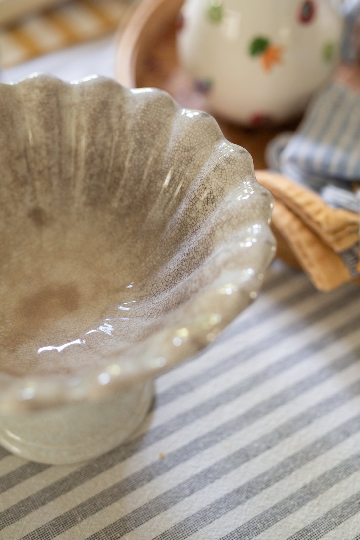 Antique Ironstone Fluted Compote