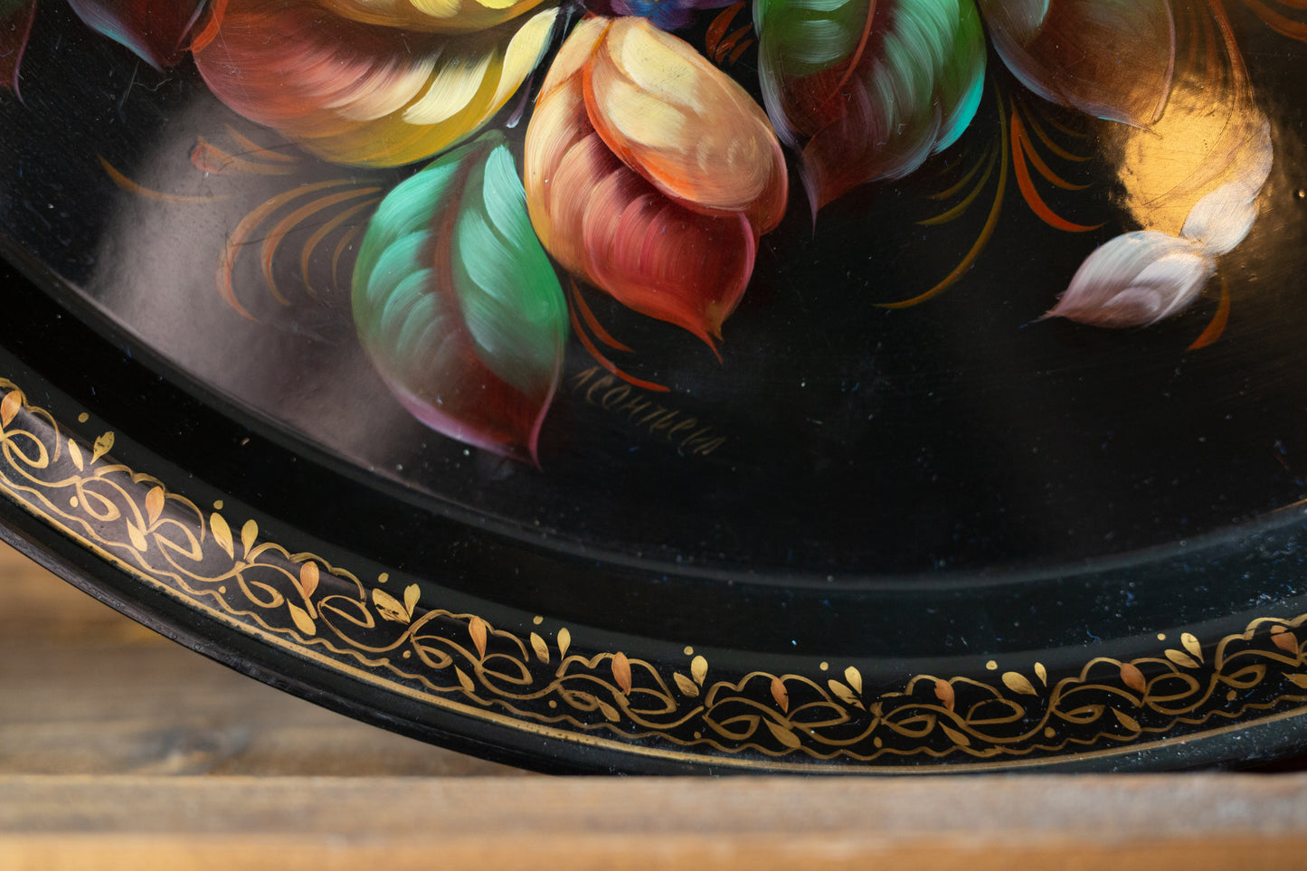 Zhostovo Russian Hand Painted Tray