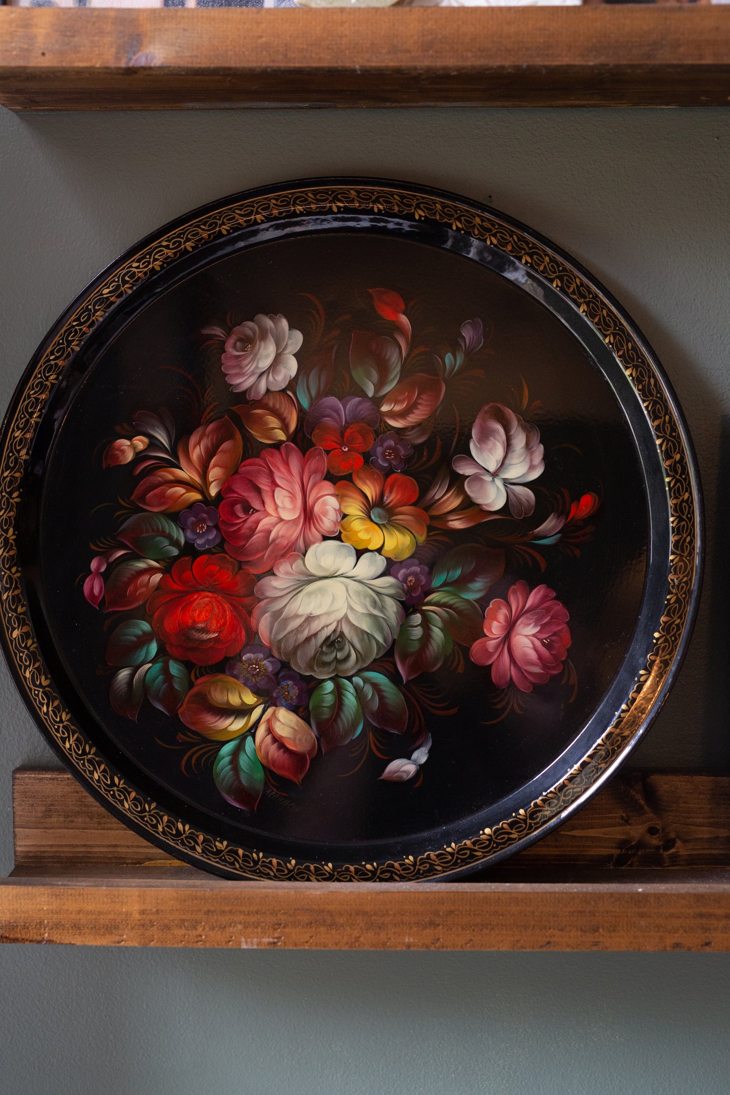 Zhostovo Russian Hand Painted Tray
