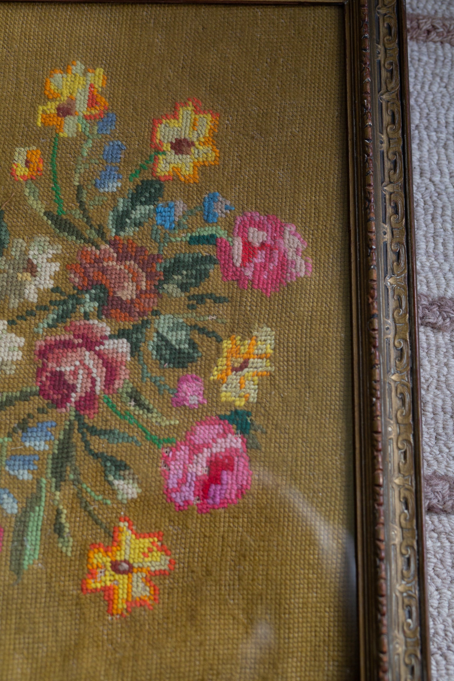 Framed Needlepoint, Antique Frame