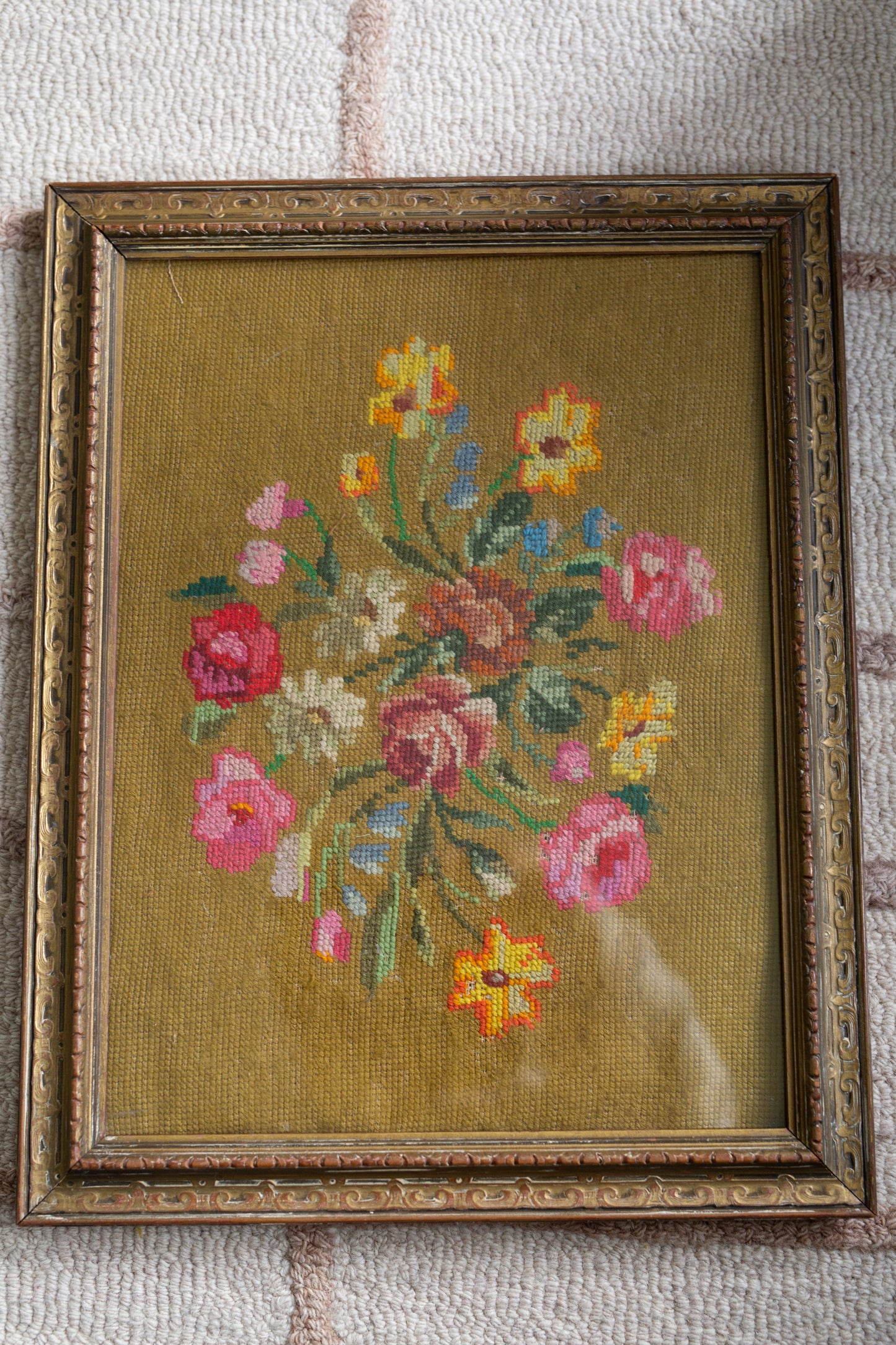 Framed Needlepoint, Antique Frame