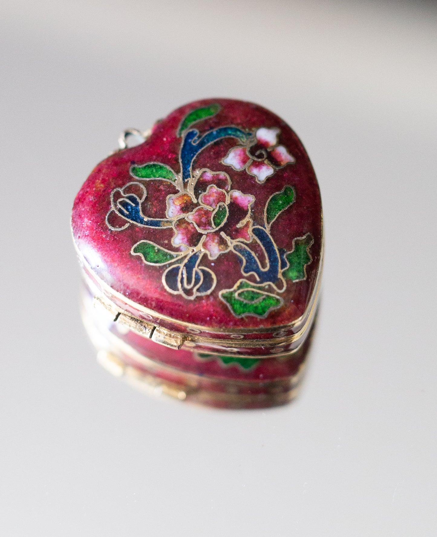 Vintage Cloisonne Enamel heart Pendant Necklace