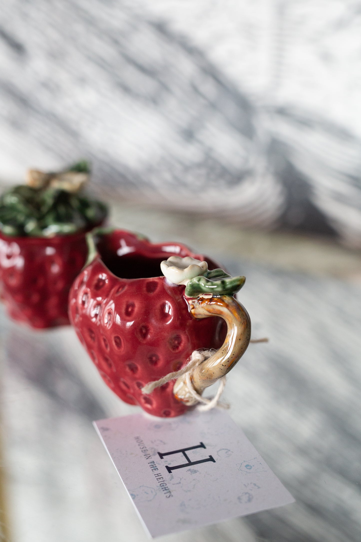 Majolica Style Strawberry Sugar & Cream Set