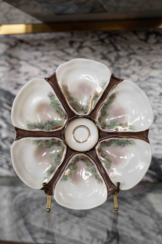 Antique Limoges Style Oyster Plate