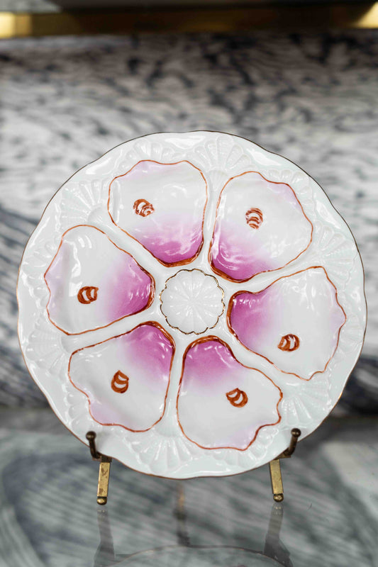 Antique Majolica Style Oyster Plate