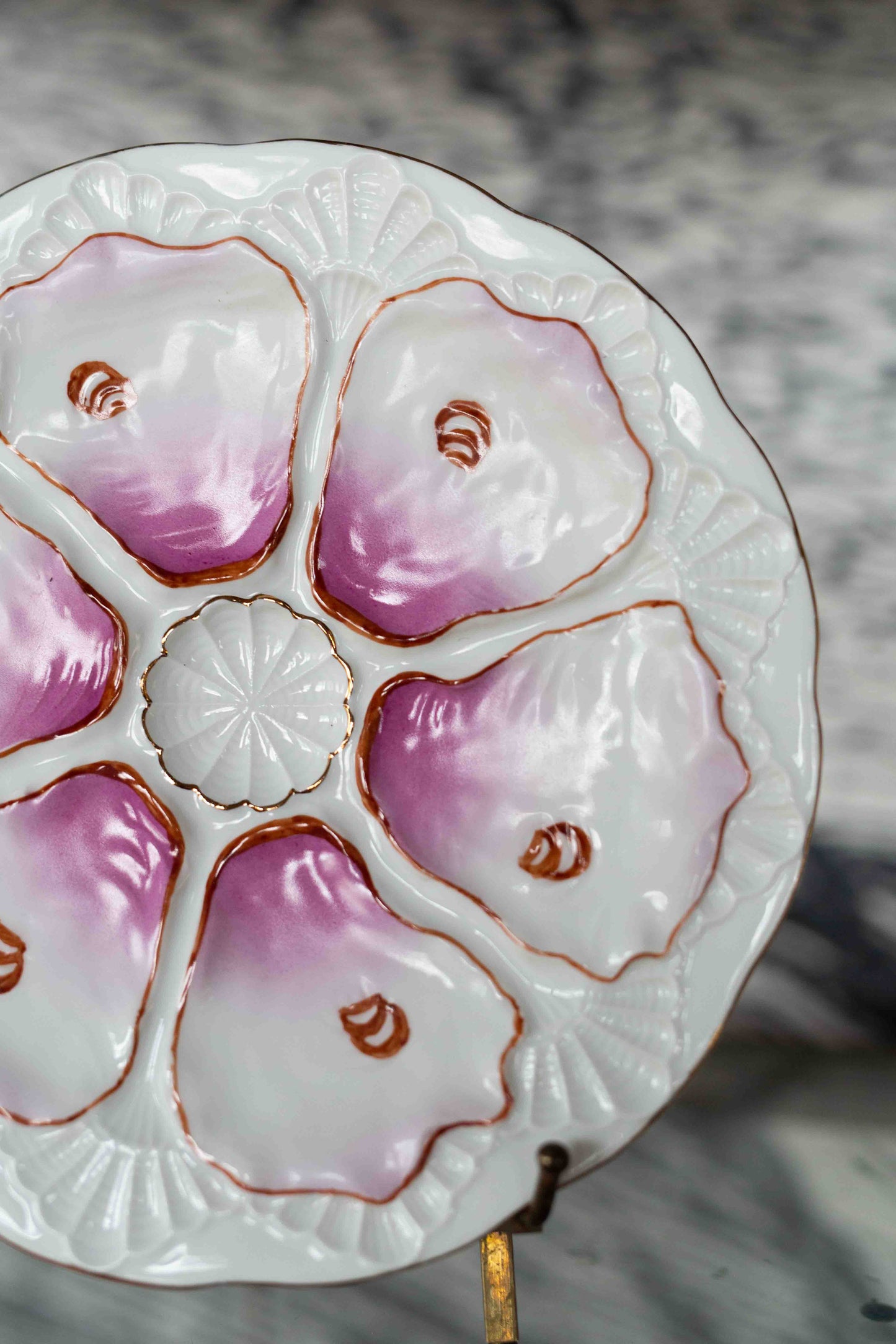 Antique Majolica Style Oyster Plate