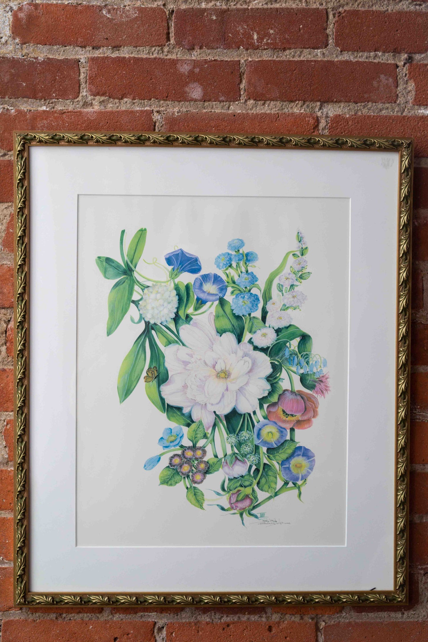 Floral Lithograph, Signed
