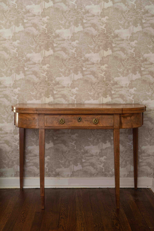 Antique George III Inlaid Mahogany Fold-Over Card / Tea Table