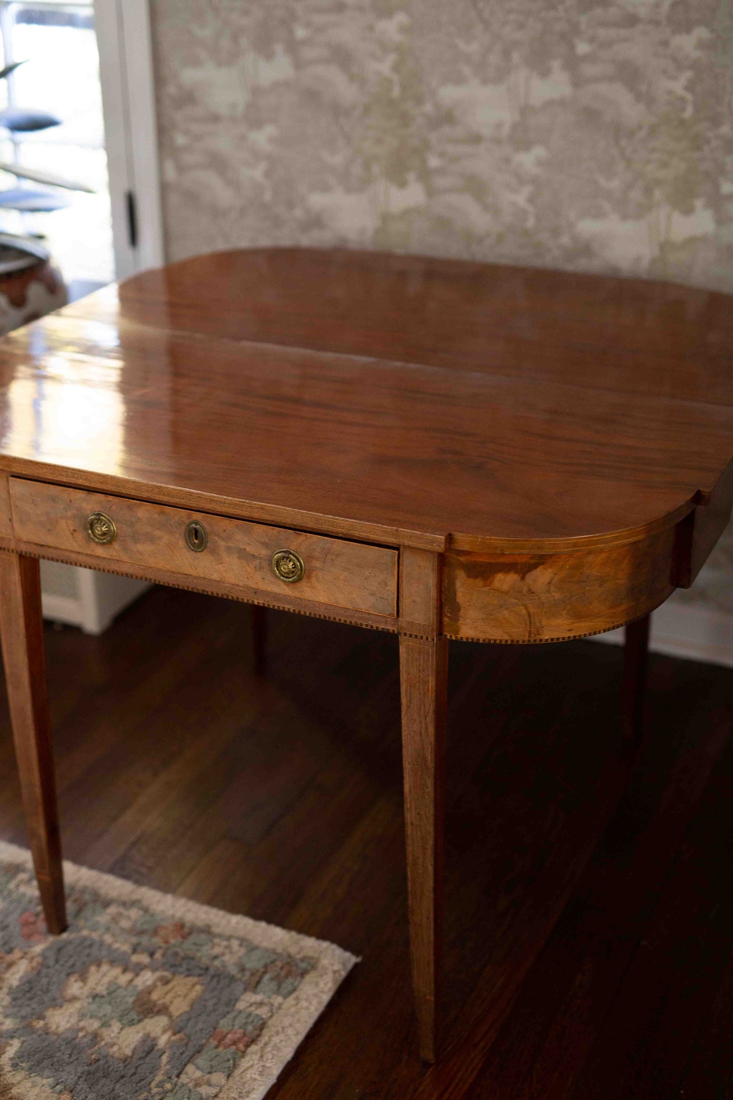 Antique George III Inlaid Mahogany Fold-Over Card / Tea Table