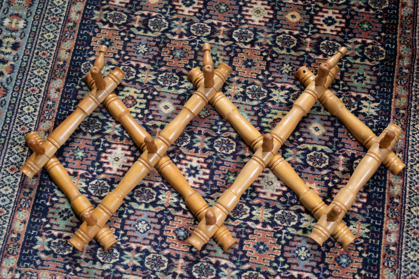 Accordian Style Bamboo Wall Coat Rack