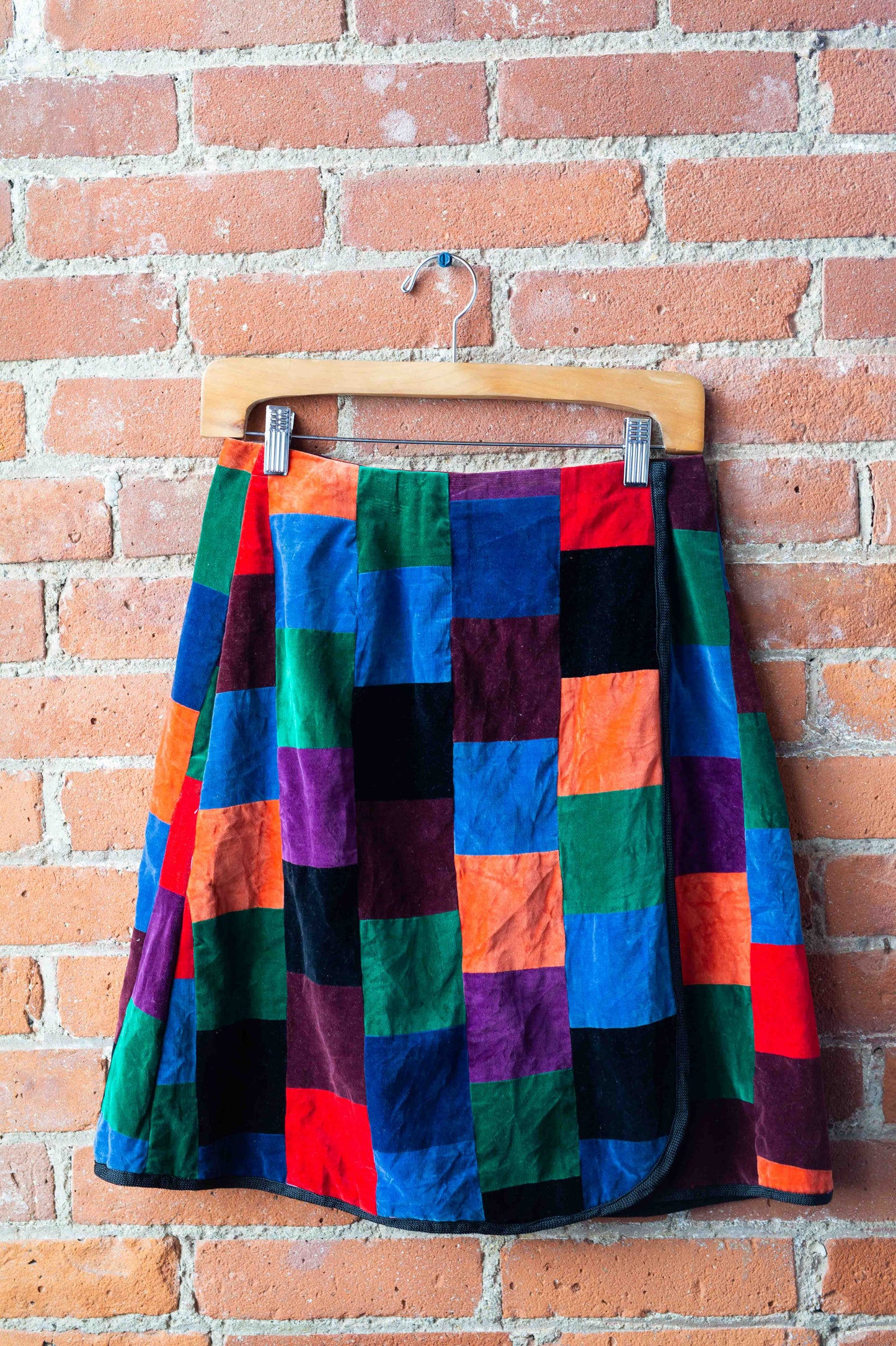 VNTG Velvet patchwork Skirt