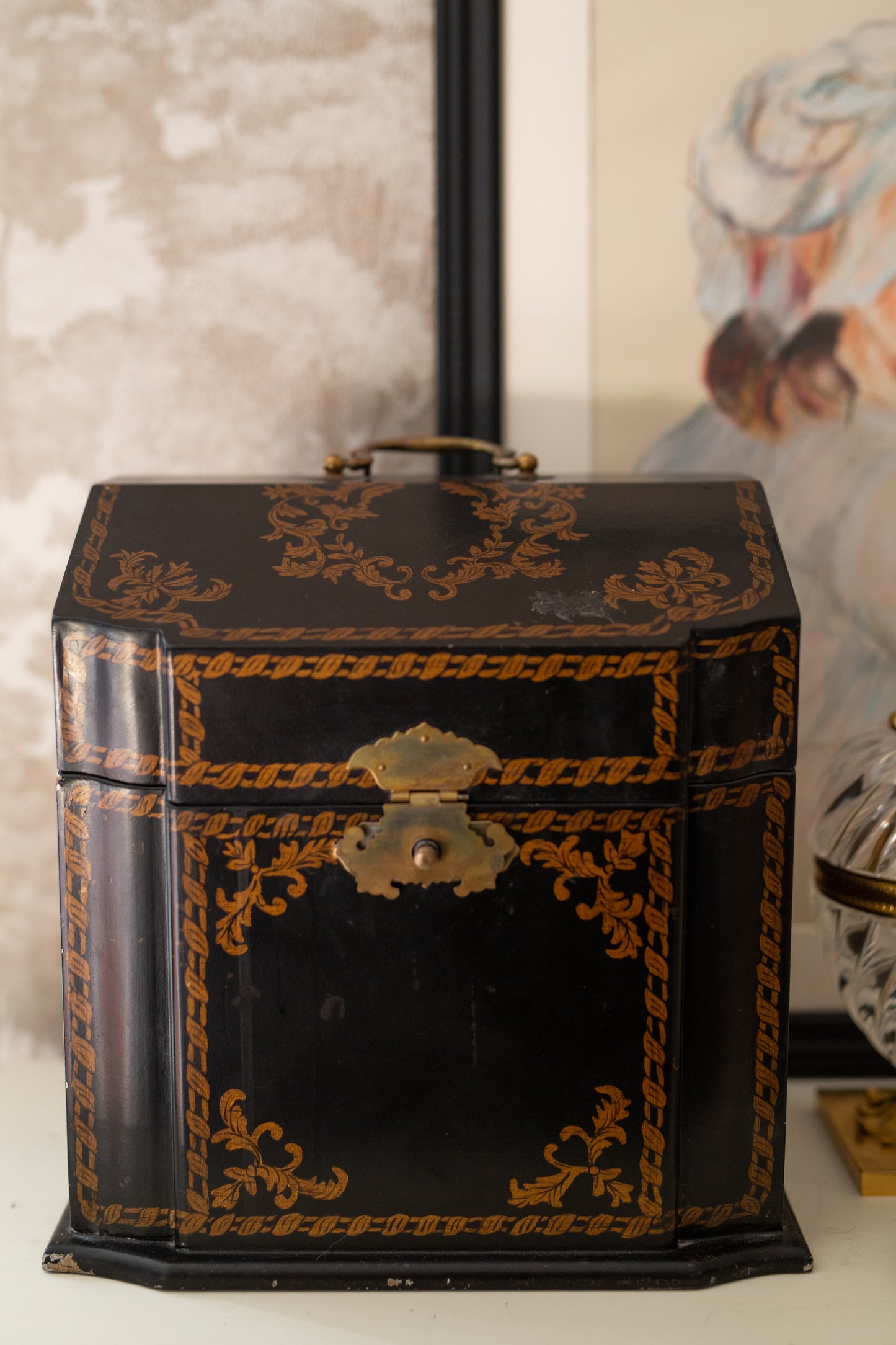 Black Lacquer hand painted box