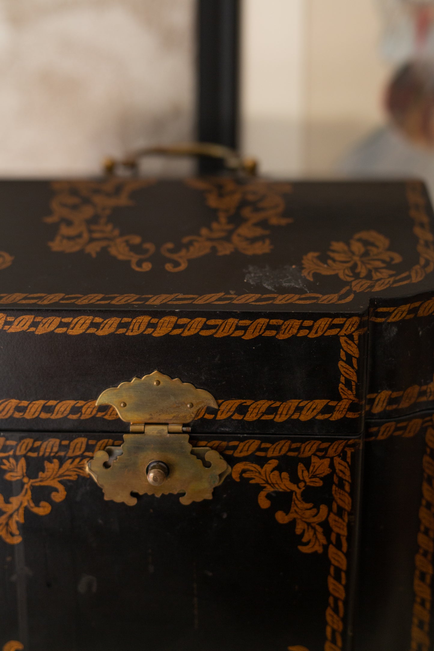 Black Lacquer hand painted box