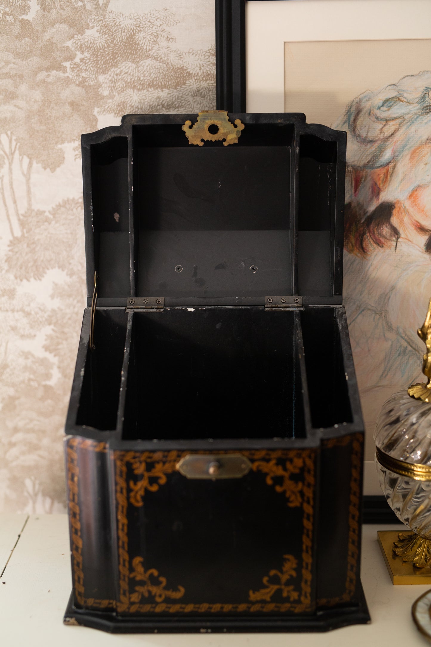 Black Lacquer hand painted box