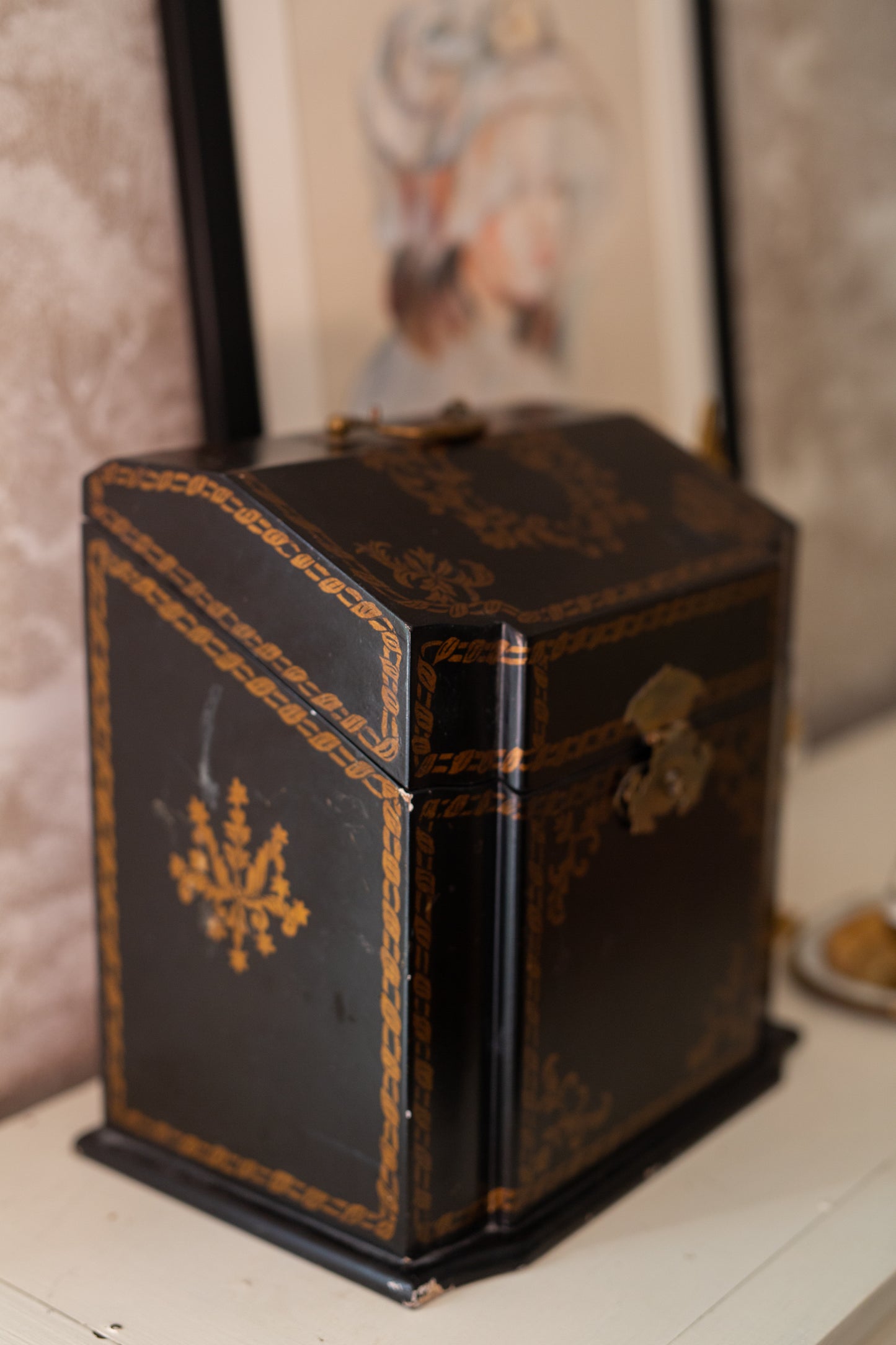 Black Lacquer hand painted box