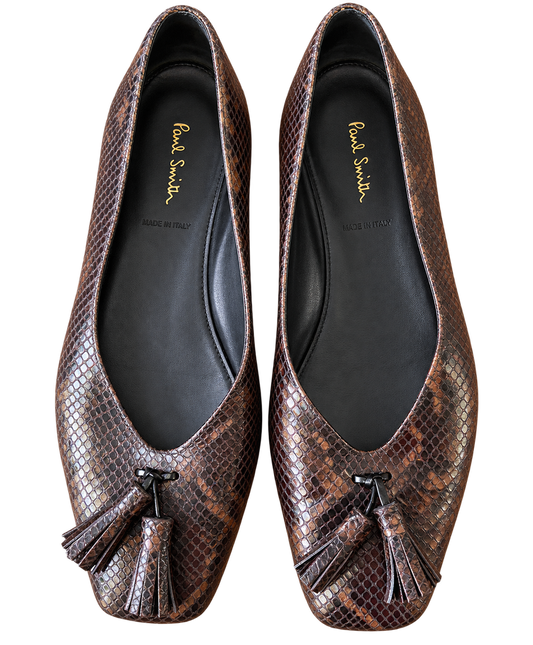 Vintage Paul Smith  Snake-Effect Leather Tassel Flats (40)