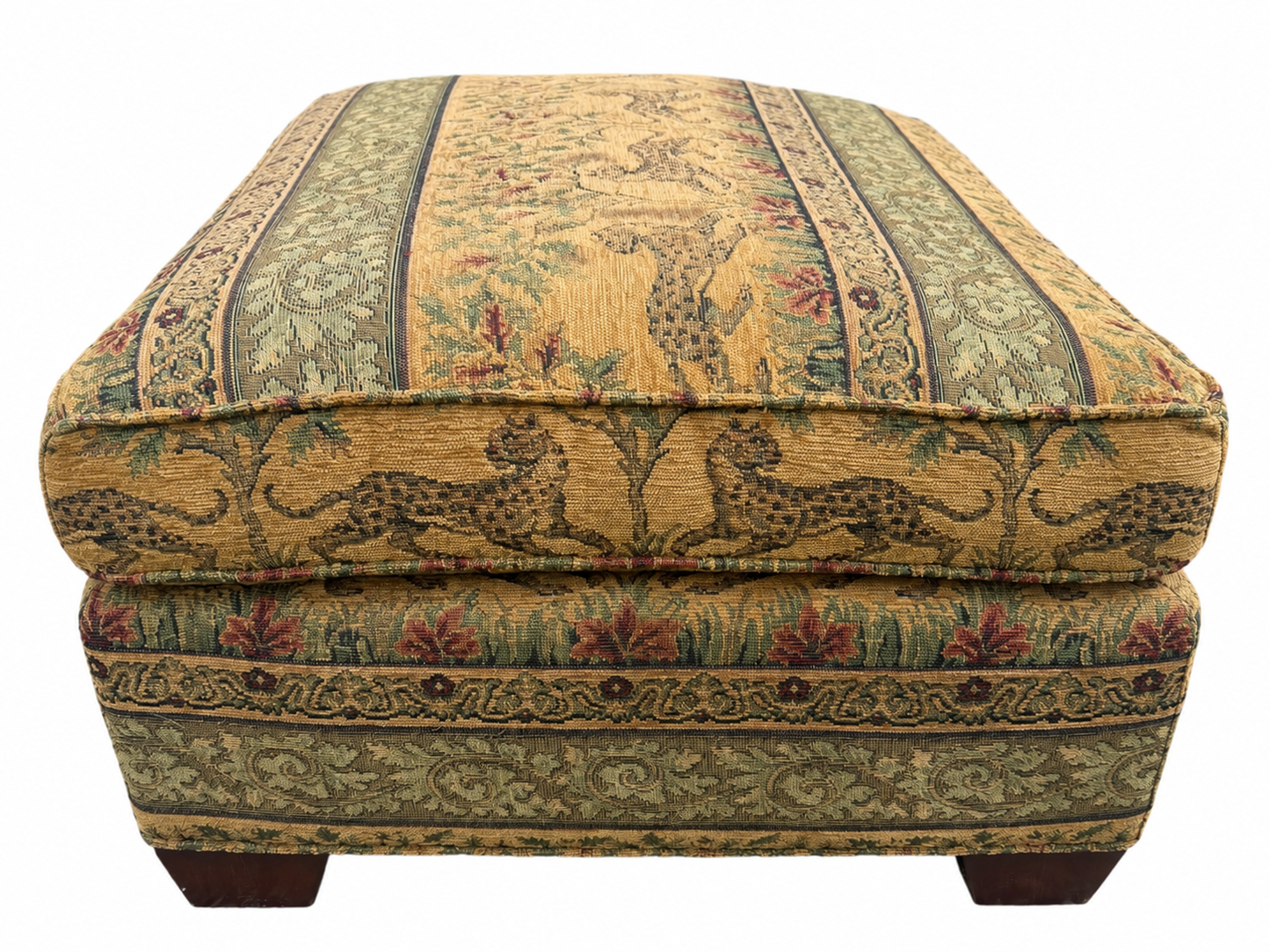 Custom Upholstered Tapestry Ottoman by Stickley