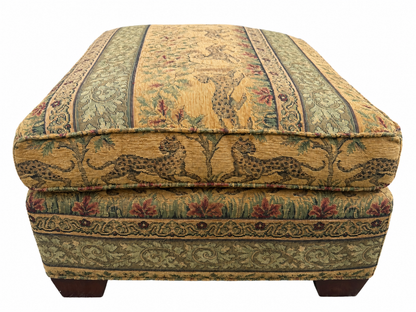 Custom Upholstered Tapestry Ottoman by Stickley