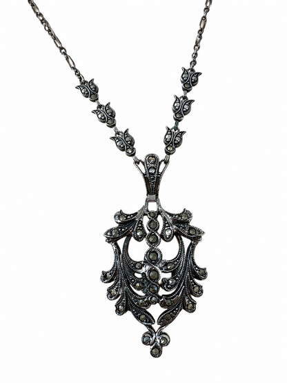 Art Deco Sterling Silver & Marcasite Necklace, c. 1925–1935