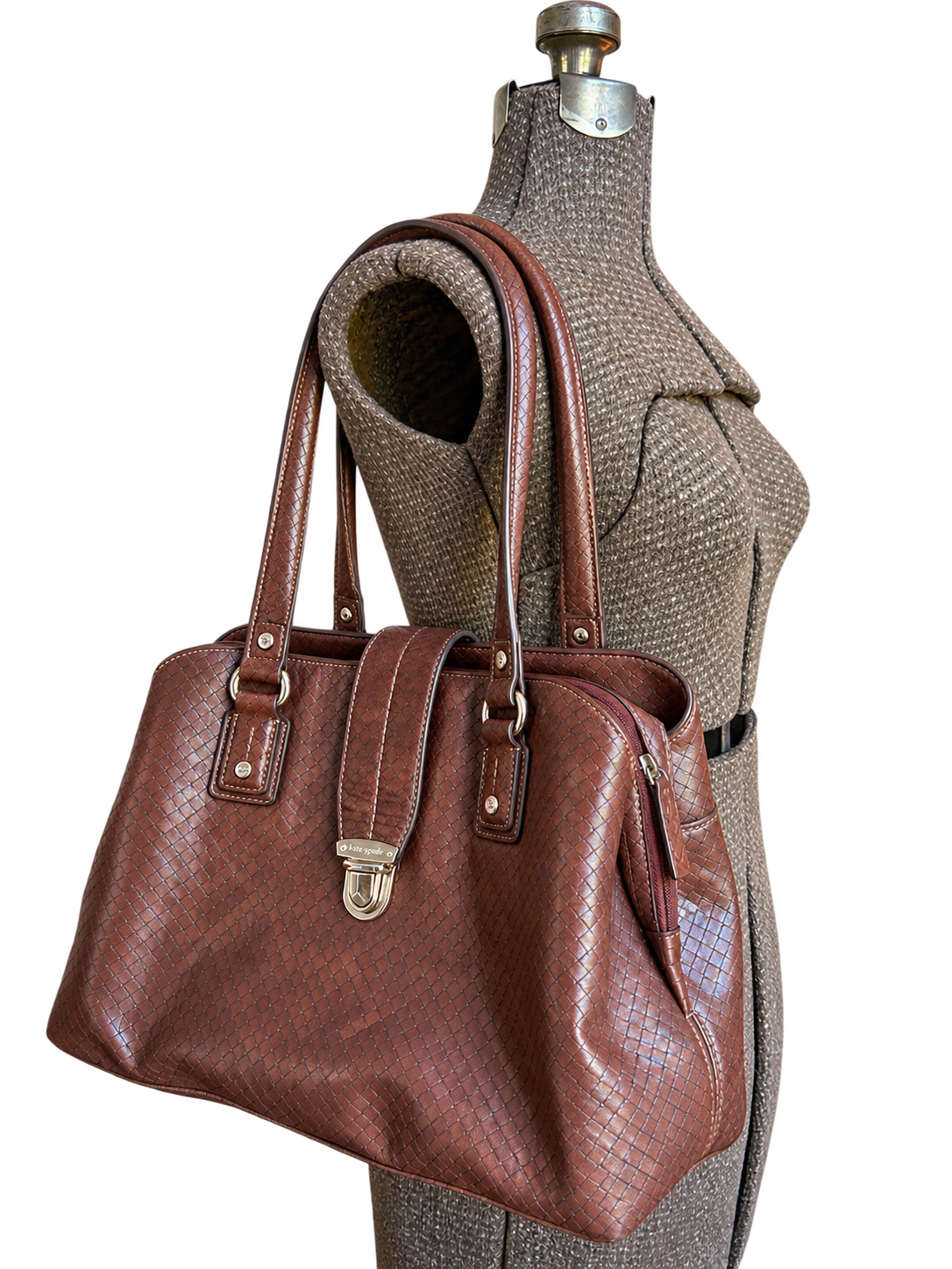 Vintage 1990s Liz Claiborne Brown Woven Handbag