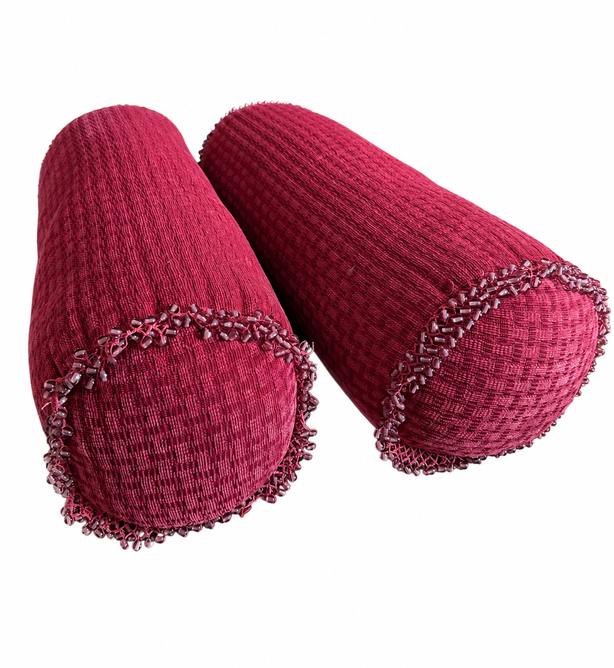 Custom Raspberry Chenille Bolster Pillows