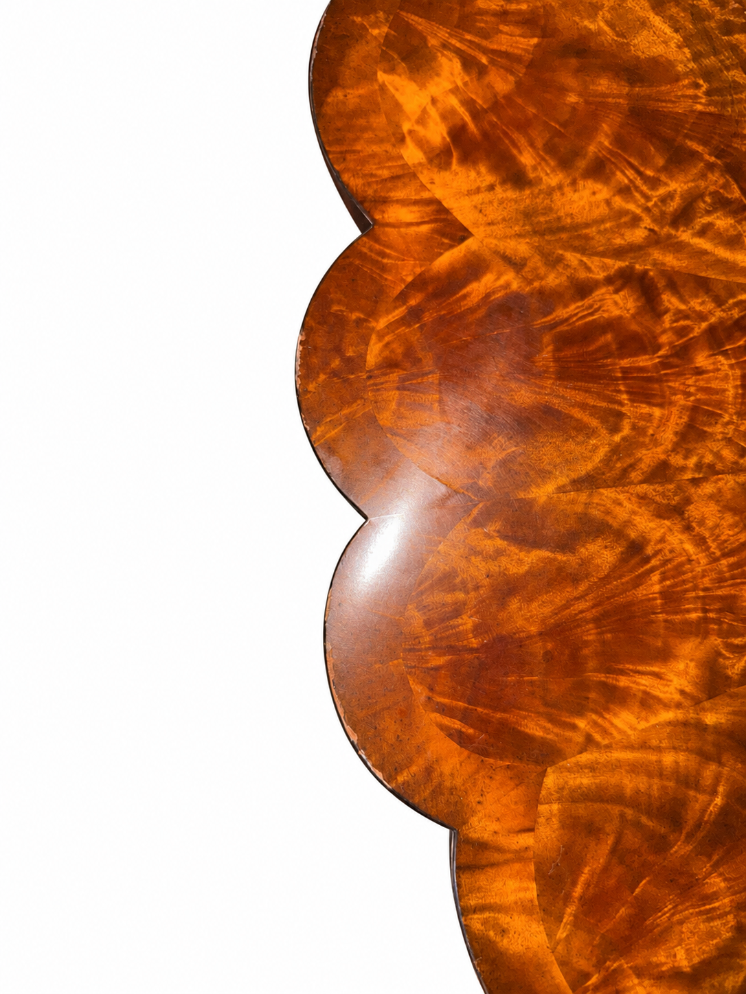 Theodore Alexander Burl Wood Scalloped Two-Tier Side Table