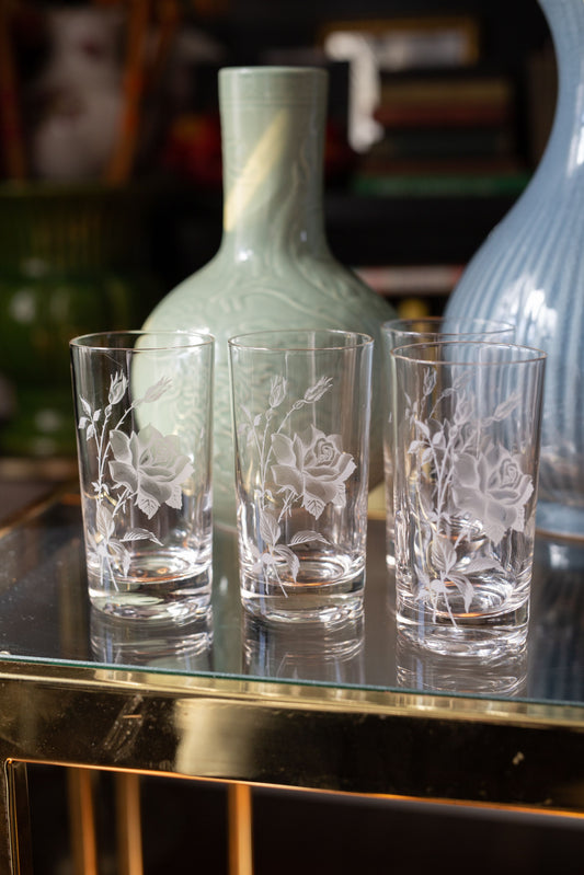 Etched Rose Glassware