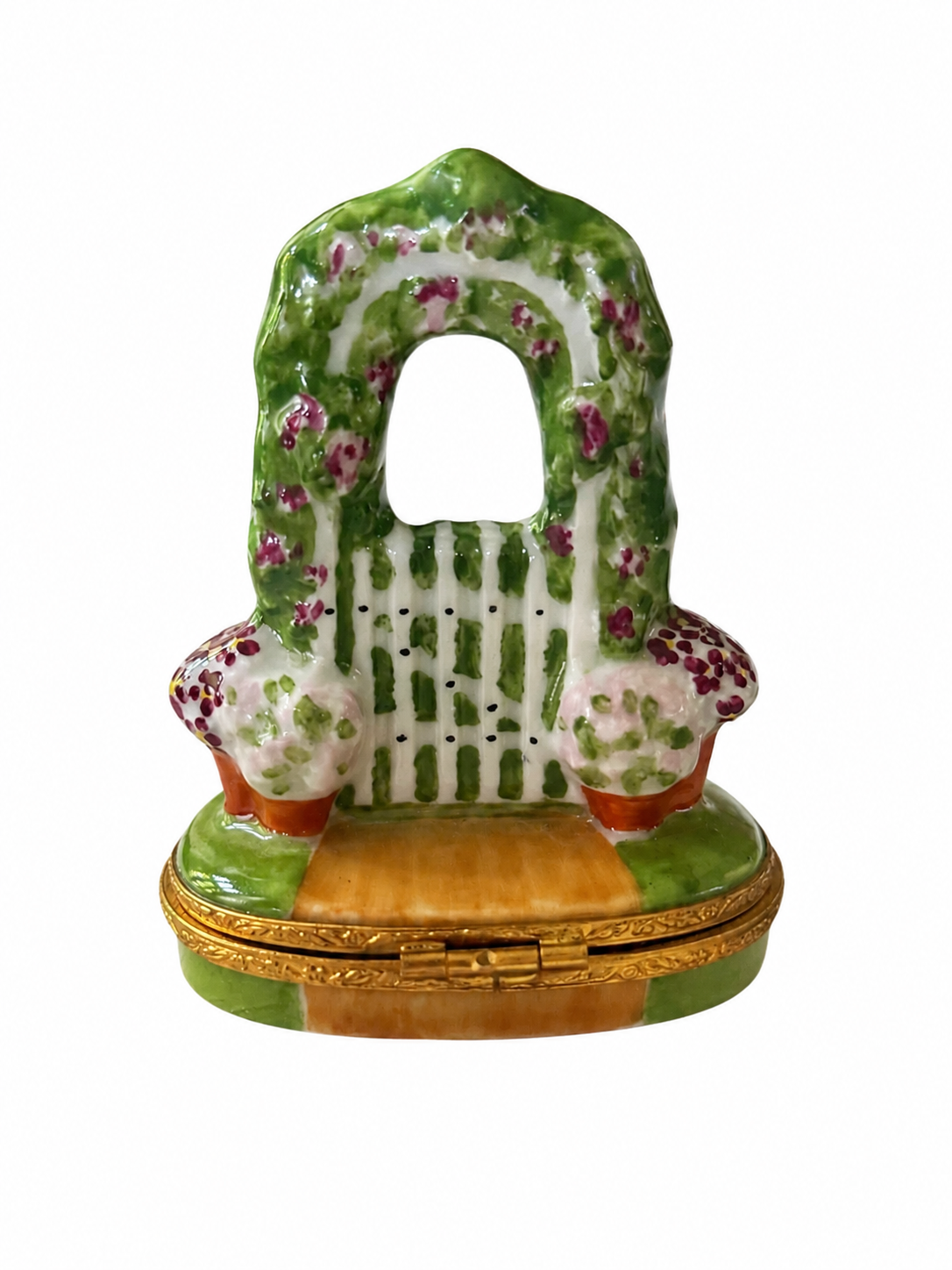 Hand Painted Limoges Box Garden Gate Trinket Box