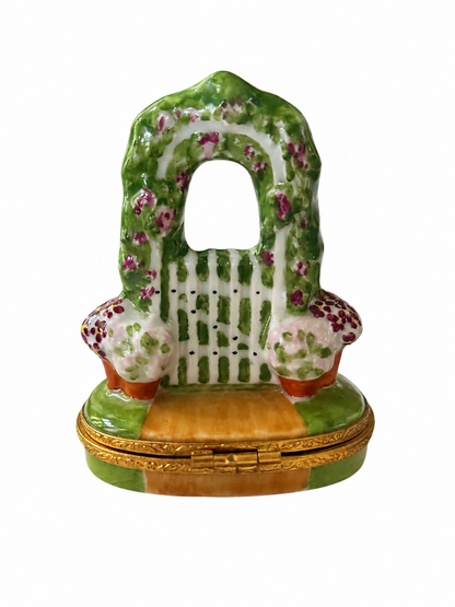 Hand Painted Limoges Box Garden Gate Trinket Box
