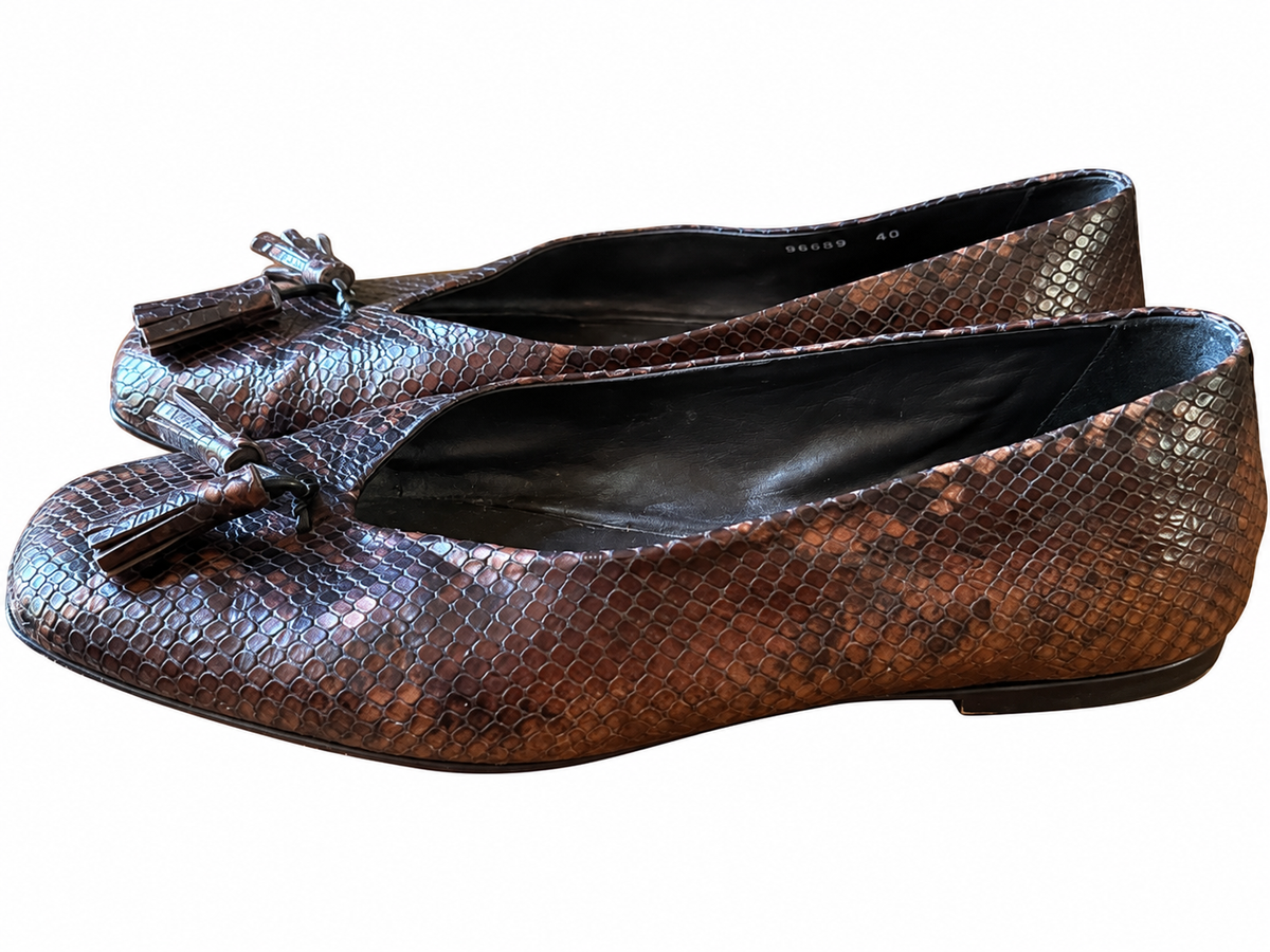 Vintage Paul Smith  Snake-Effect Leather Tassel Flats (40)