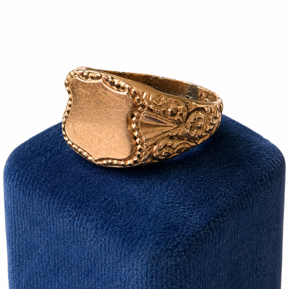 Vintage 14k Gold Plated Shield Signet Ring