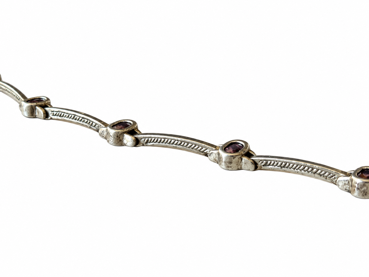 VNTG Sterling Multi-Gemstone Bar Link Bracelet