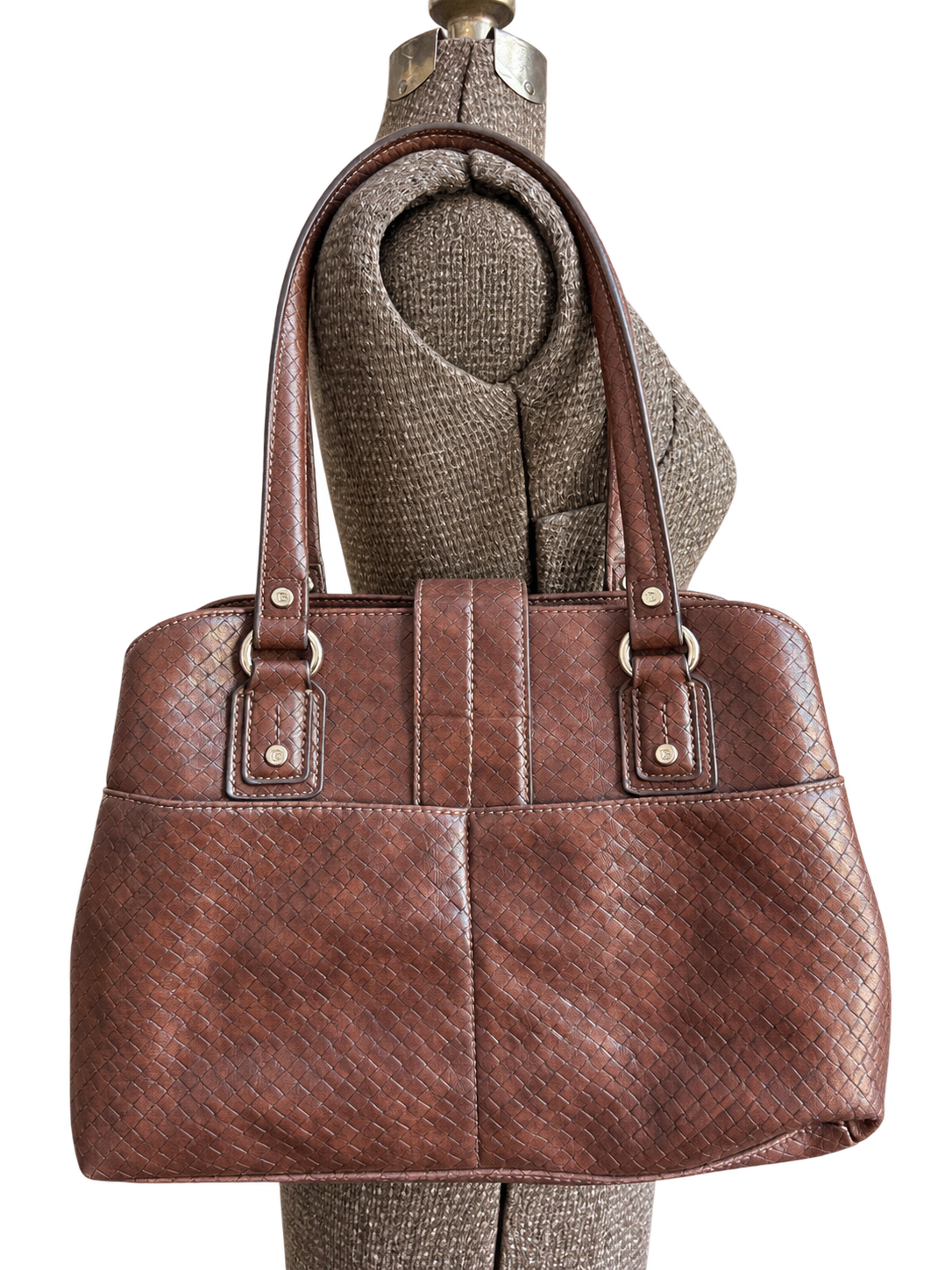 Vintage 1990s Liz Claiborne Brown Woven Handbag