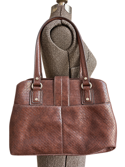 Vintage 1990s Liz Claiborne Brown Woven Handbag