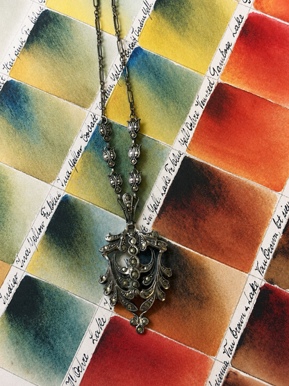 Art Deco Sterling Silver & Marcasite Necklace, c. 1925–1935