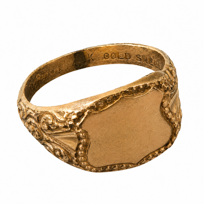 Vintage 14k Gold Plated Shield Signet Ring
