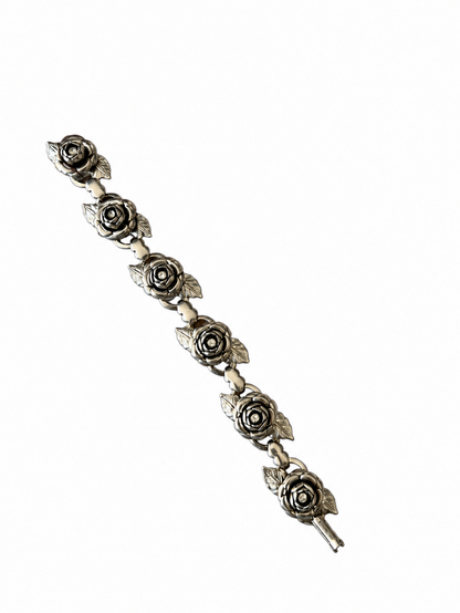 VNTG *Silver Tone* Rose Flower Bracelet