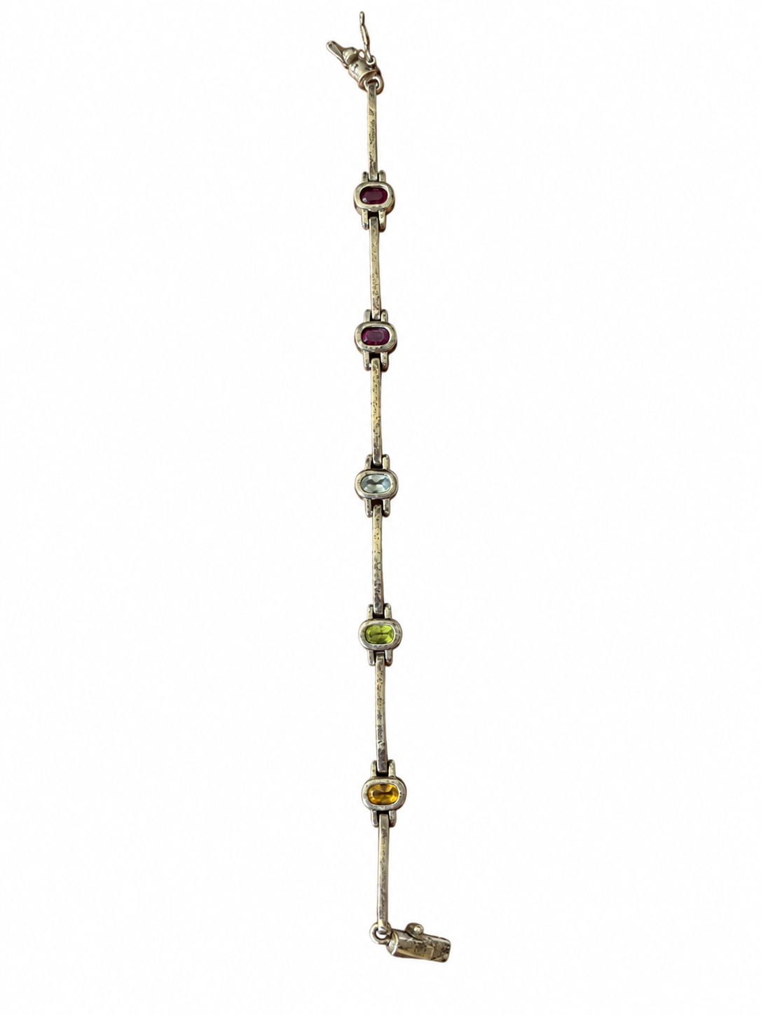 VNTG Sterling Multi-Gemstone Bar Link Bracelet