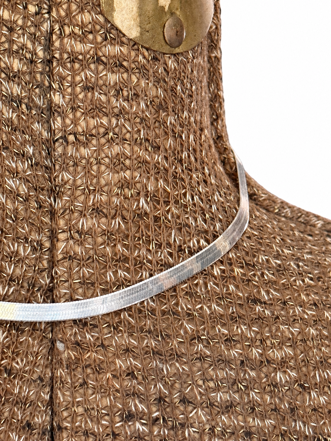 VNTG ITALY 925 Sterling Silver Herringbone Chain Collar/Choker Necklace 16"