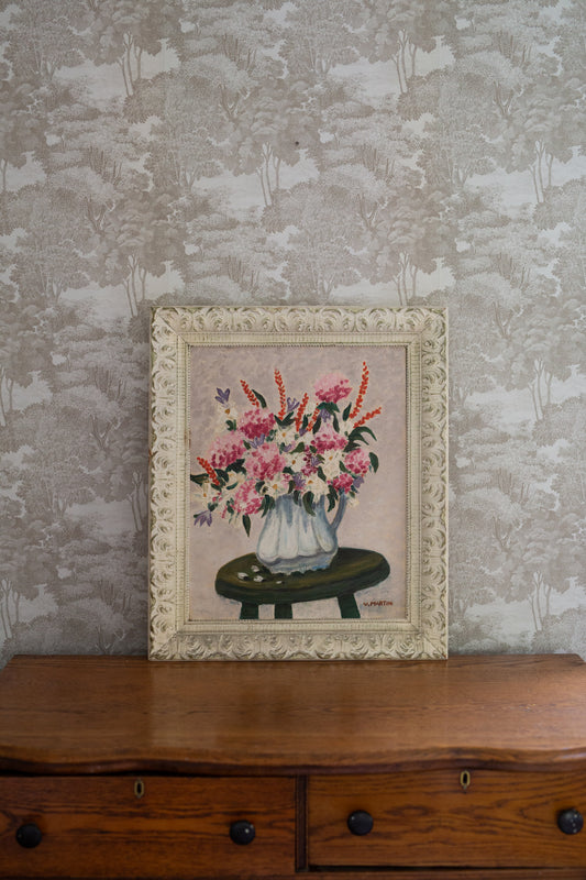 Framed Oil on Canvas Floral Art