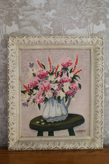 Framed Oil on Canvas Floral Art