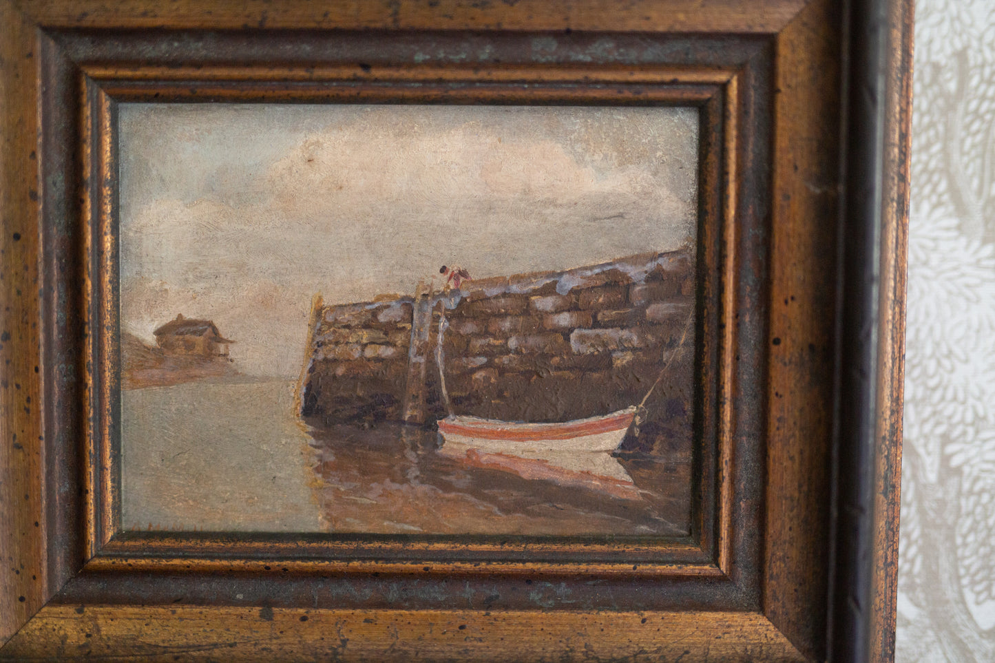 Harbor Scene Oil Painting