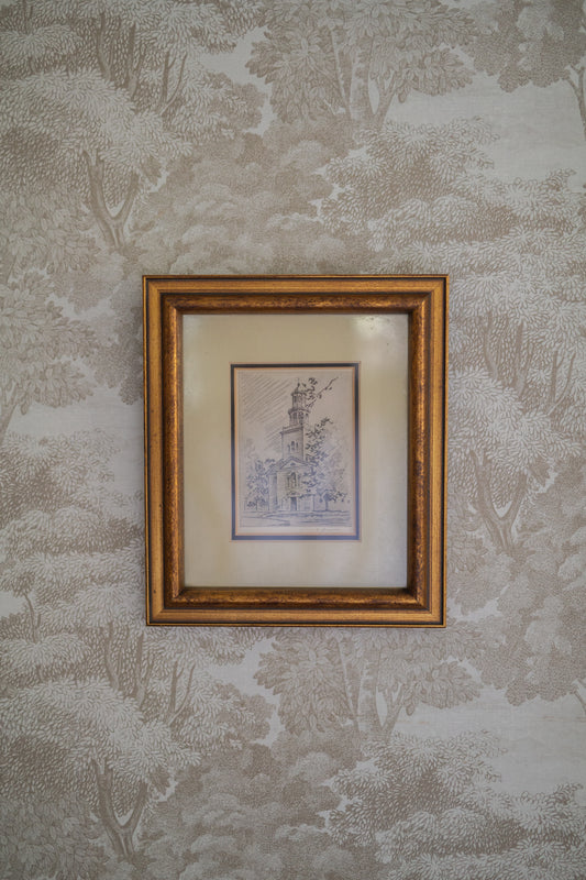 Church Etching, Signed